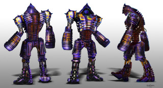 Robot group standing white surface - cybernetic free wallpaper
