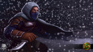 Man hooded outfit sword snow - a hood free wallpaper