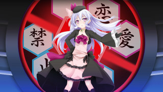 Anime white hair black outfit - chinese character free wallpaper