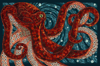 Octopus colorful painting bubbles underwater - alison kinnaird free wallpaper