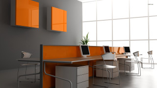 Room desk chairs monitor plant - a desk free wallpaper
