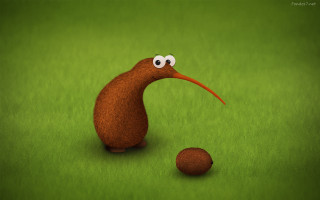 Cartoon bird big beak green - a green surface free wallpaper