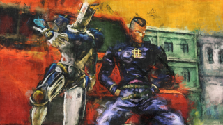 Man bench horse building yellow - a painting of a man free wallpaper