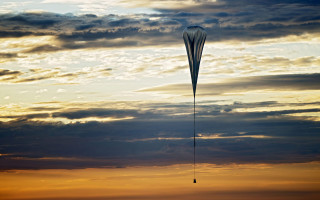 Large kite cloudy sky sunset - a long tail free wallpaper for desktop