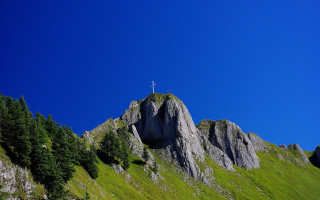 Cross rock outcropping hill trees - a cross free wallpaper