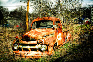 Old rusty truck field grass - old free wallpaper