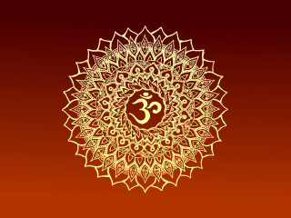 Golden lotus ombretta red background - golden free wallpaper