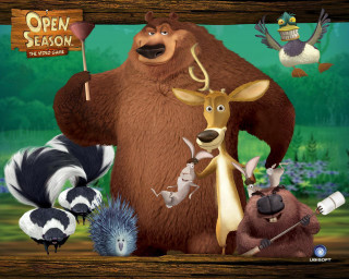 Cartoon bear forest scene open - a bear free wallpaper