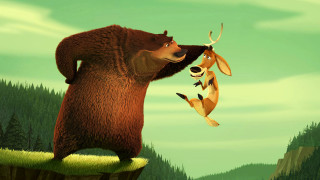 Bear deer air flying together - a storybook illustration free wallpaper for desktop
