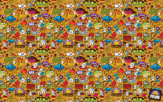 Colorful skull pattern items design - david paton free wallpaper