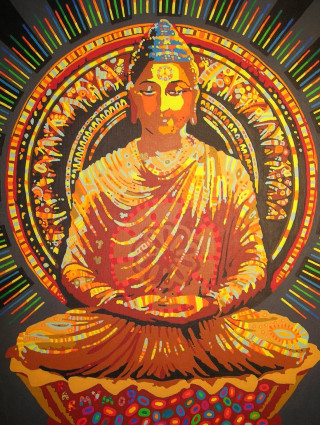Buddha meditation colorful background circles - tristan eaton free wallpaper