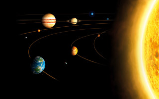 Solar system space art sunset - planet free wallpaper