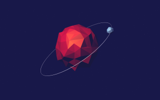 Red object white object blue - low free wallpaper