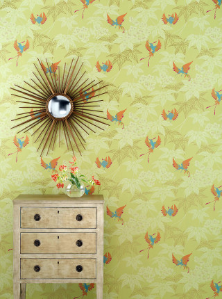 Dresser mirror vase flowers wallpapered - it in front free wallpaper