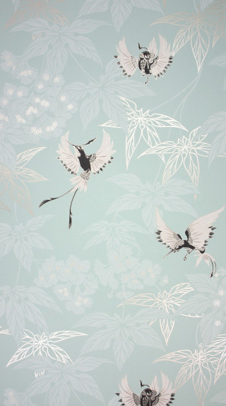 Birds flowers blue wallpaper room - bird free wallpaper