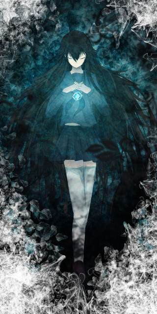Girl blue dress black cape - holography free wallpaper