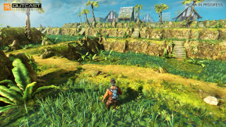 Man walking green field forest - primitivism free wallpaper
