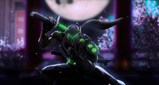 Futuristic suit gun dark room - full free wallpaper for desktop