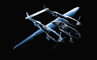 Blue model airplane flying sky - digital painting free wallpaper