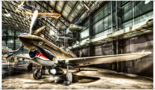 Plane parked building shark fin - parked free wallpaper