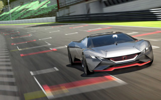Silver sports car racing green - a race track free wallpaper