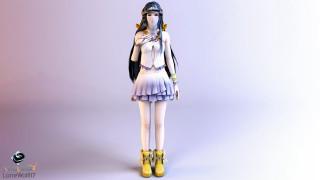 Woman short dress yellow boots - a short dress free wallpaper for desktop
