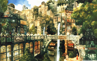 City bridge buildings woman standing - a bridge and buildings free wallpaper