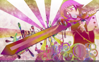 Woman guitar colorful background music - a guitar in front free wallpaper