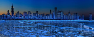 City skyline water ice ground - the ground in the foreground free wallpaper