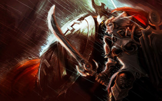 Woman red dress sword shield - bayard wu free wallpaper