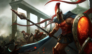Man armor sword shield crowd 2 - a man in armor holding free wallpaper
