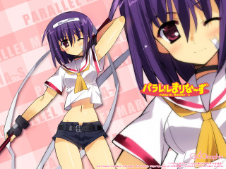 Girl purple hair tie pink - anime visual free wallpaper
