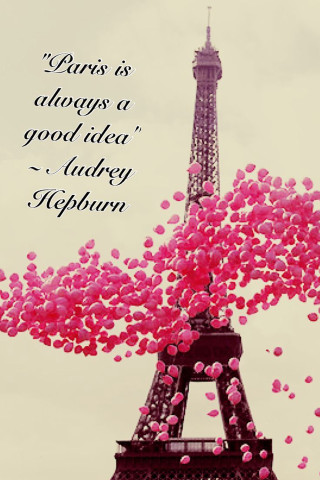 Eiffel tower pink balloons quote - art informel free wallpaper