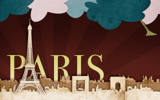 Eiffel tower paris background buildings - matte drawing free wallpaper