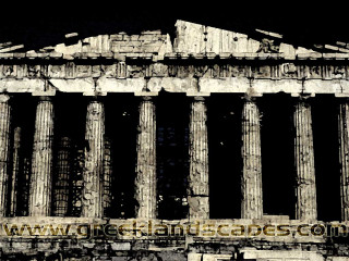 Black white building columns clock - exekia free wallpaper