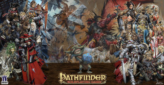 Group people painting battle dragon - pathfinder free wallpaper