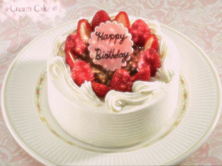 Birthday cake strawberries happy birthday - chiharu shiota free wallpaper