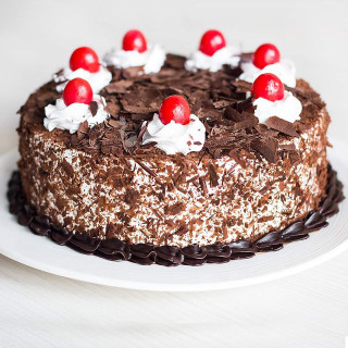 Chocolate cake cherries plate table - free holidays wallpaper