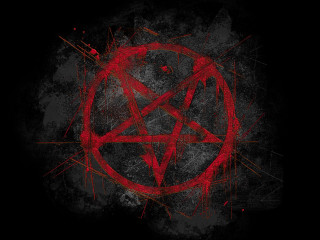 Pentagram red paint black background - red paint free wallpaper