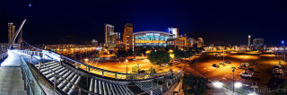 Night city bridge river building - a building in the background free wallpaper