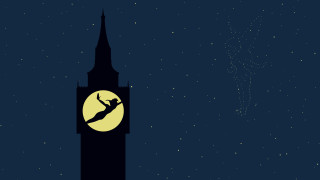 Clock tower falling person night - full free wallpaper for desktop