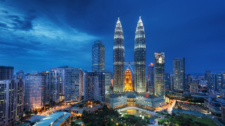 City skyline tall buildings nighttime - tall building free wallpaper
