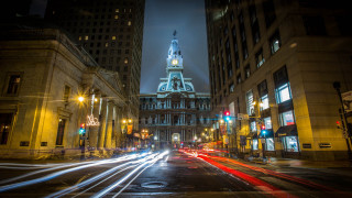 City street clock tower night 10 - anne rigney free wallpaper