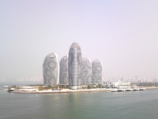 Tall buildings water city hazy - hazy free wallpaper