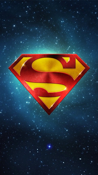 Superman logo space background stars - poster art free wallpaper
