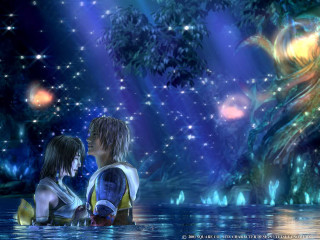 Couple standing water tree forest - final fantasy free wallpaper