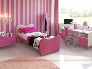 Pink white striped bedroom furniture - a pink bed free wallpaper