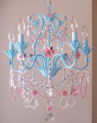Chandelier blue pink flowers hanging - free happy birthday wallpaper