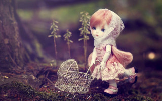 Doll pink hair birdcage forest 2 - a pink hair free wallpaper