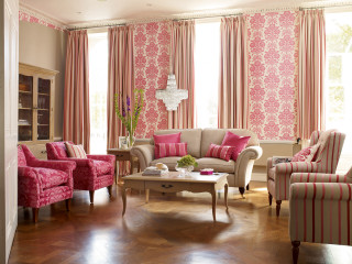 Living room pink white furniture - a vase free wallpaper